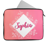 Personalised Any Name Floral Design Laptop Case Sleeve Tablet Bag 31