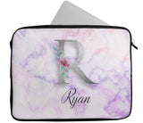 Personalised Any Name Marble Glitter Design Laptop Case Sleeve Tablet Bag 107