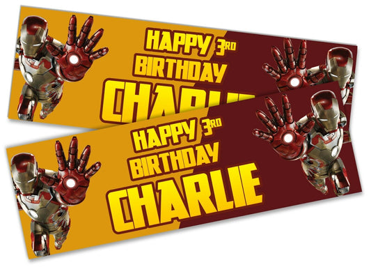 x2 Personalised Birthday Banner Iron Man Children Party Decoration Poster 1