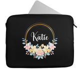 Personalised Any Name Floral Glitter Design Laptop Case Sleeve Tablet Bag 11