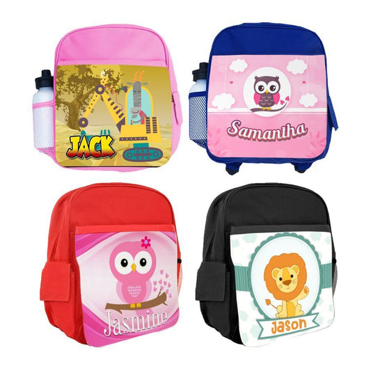 Personalised Kids Backpack Any Name Animal Design Boys Girls kid School Bag 61