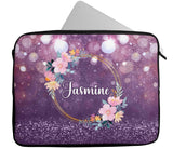 Personalised Any Name Floral Glitter Design Laptop Case Sleeve Tablet Bag 11