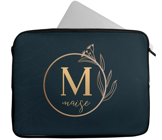 Personalised Any Name Floral Design Laptop Case Sleeve Tablet Bag 385