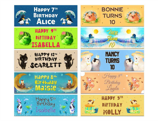 Personalised Birthday Banners Generic Design Children Kids Party Decoration 149