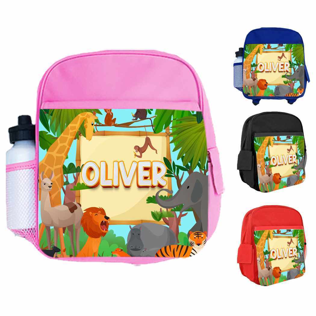 Personalised Kids Backpack Any Name Animal Design Boys Girls kid School Bag 36