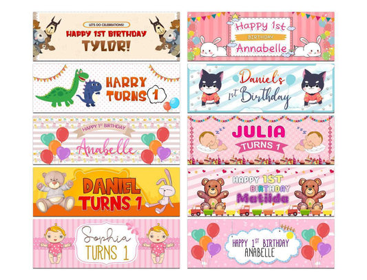 Personalised Birthday Banners Generic Design Children Kids Party Decoration 250
