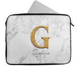 Personalised Any Name Marble Glitter Design Laptop Case Sleeve Tablet Bag 107