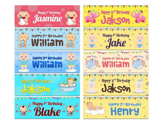 Personalised Birthday Banners Generic Design Children Kids Party Decoration 131
