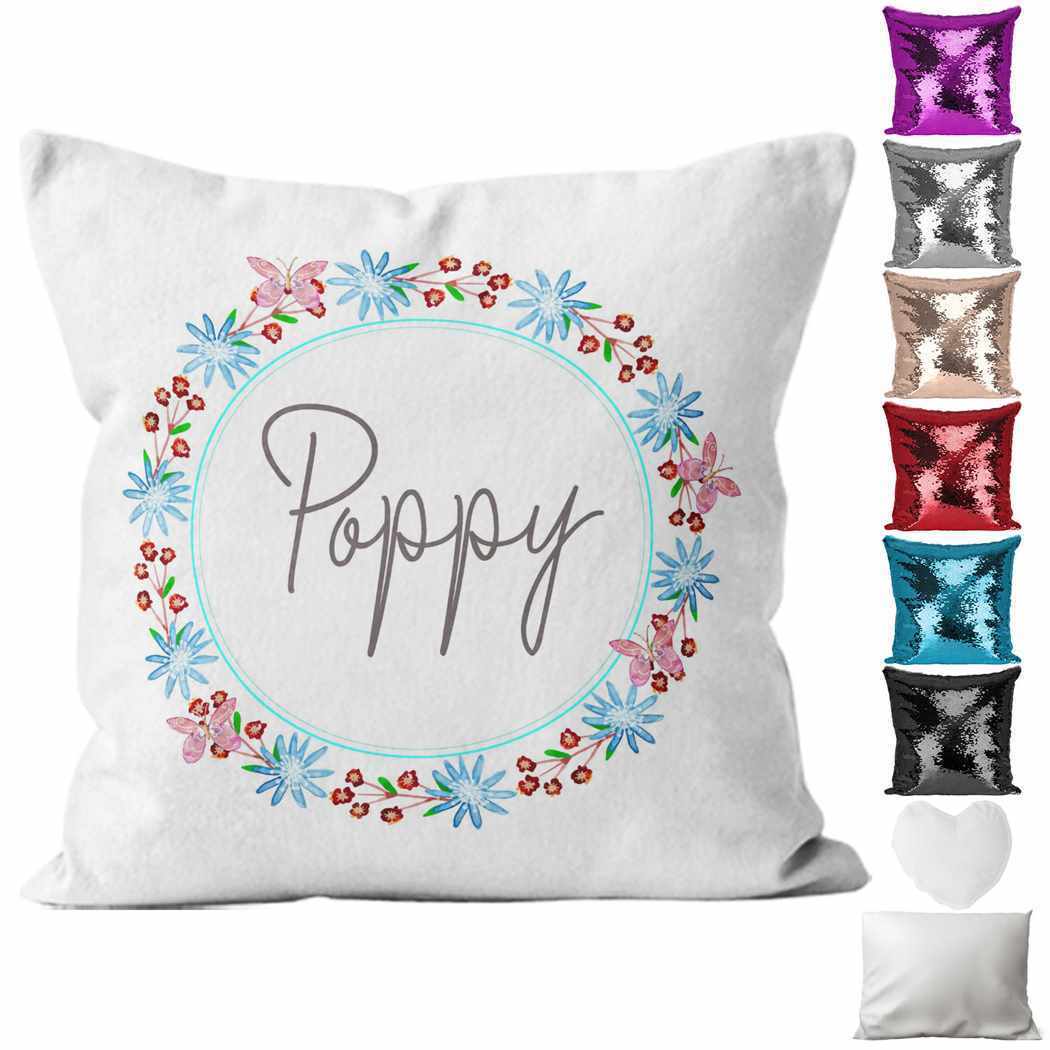Personalised Cushion Floral Sequin Cushion Pillow Printed Birthday Gift 96