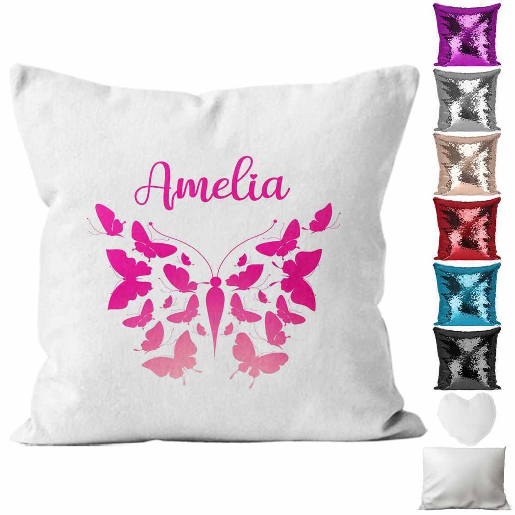 Personalised Cushion Butterfly Sequin Cushion Pillow Printed Birthday Gift 43