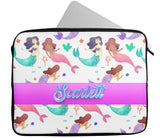 Personalised Any Name Mermaid Design Laptop Case Sleeve Tablet Bag 14