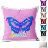 Personalised Cushion Butterfly Sequin Cushion Pillow Printed Birthday Gift 45