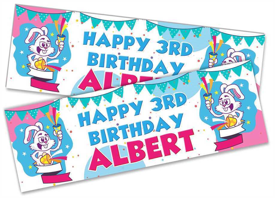 Personalised Birthday Banners Generic Design Children Kids Party Decoration 43