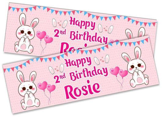 Personalised Birthday Banners Rabbit Design Children Kids Party Decoration 112