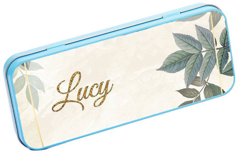 Personalised Any Name Floral Pencil Case Tin Children School Kids Stationary 25