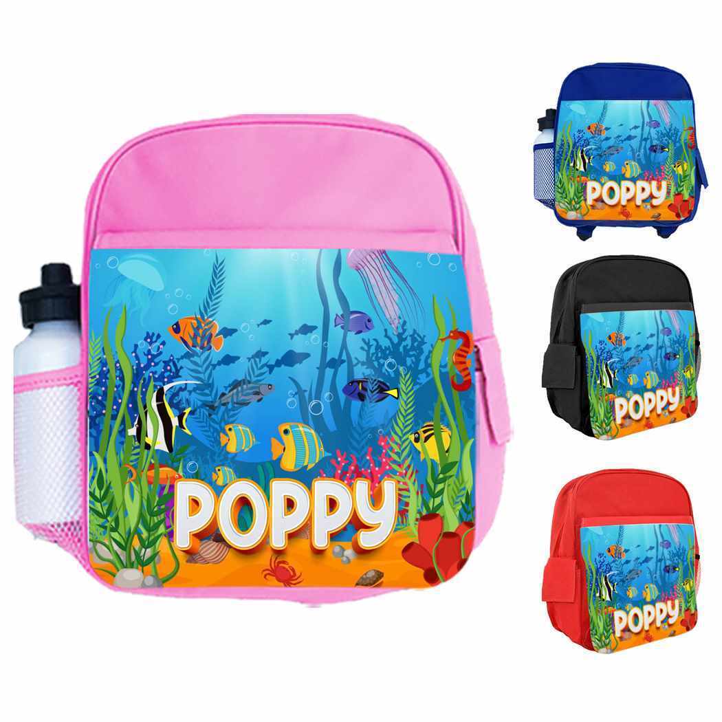 Personalised Kids Backpack Any Name Fish Design Boys Girls kids School Bag 10