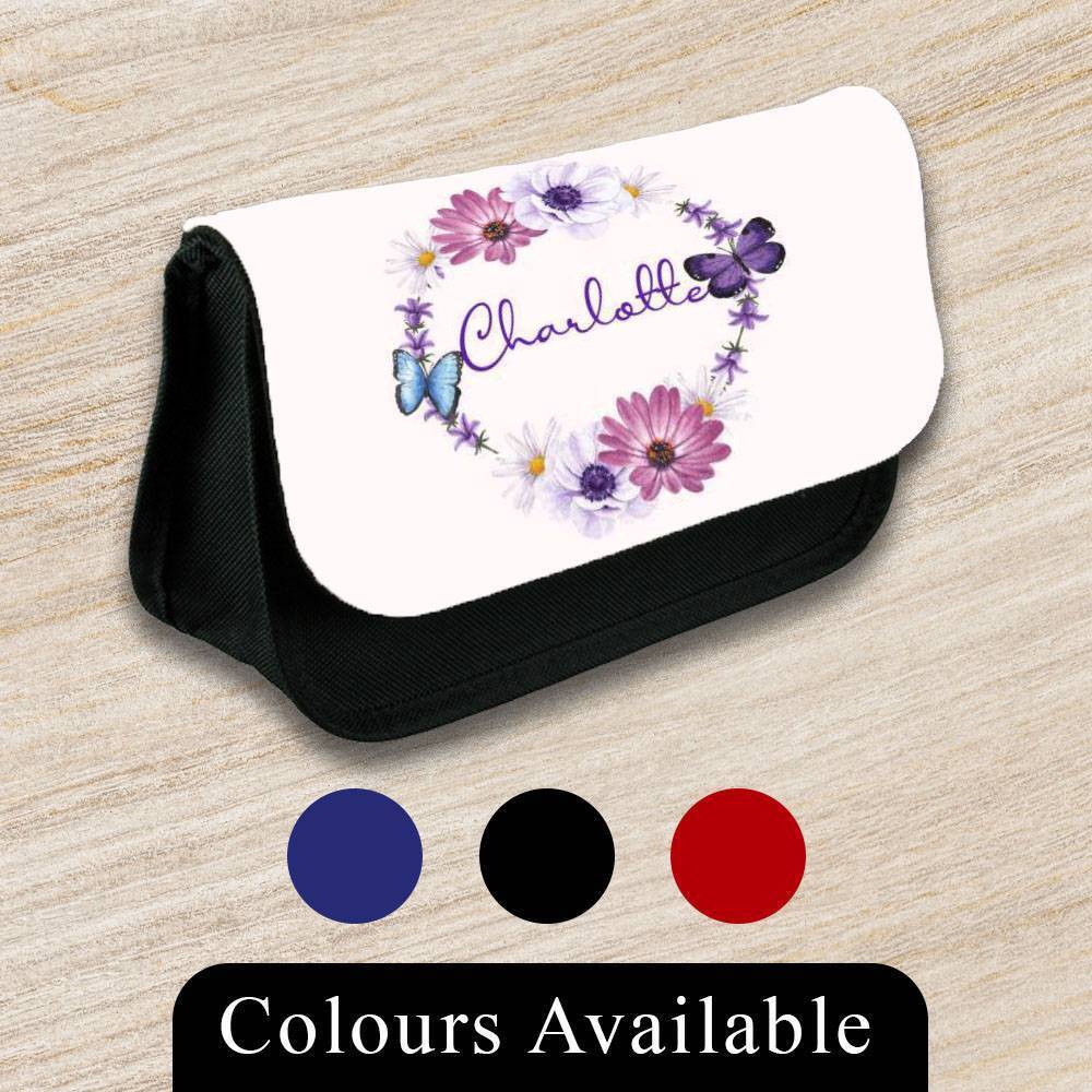 Personalised Pencil Case Floral Girls Boys Stationary Kids School Bag 10