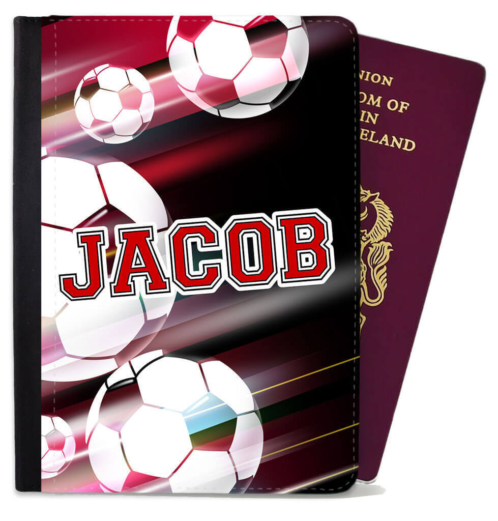Personalised Football kids Passport Cover Holder Any Name Holiday Accessory 22