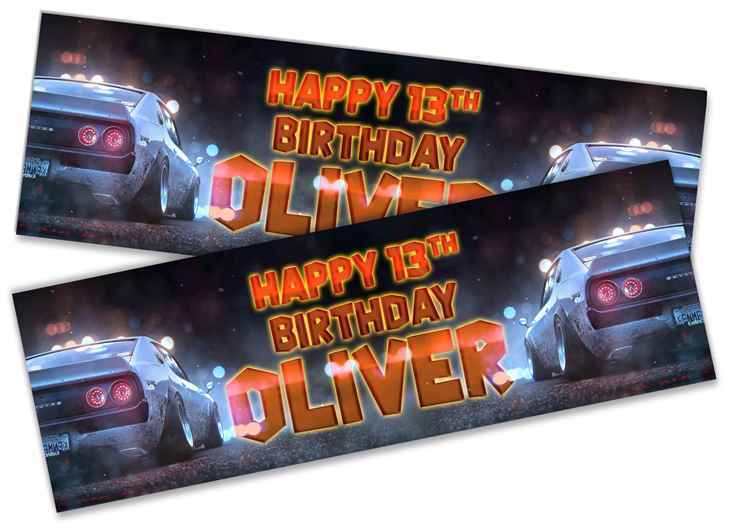 Personalised Birthday Banners Car Design Children Kids Party Decoration 175