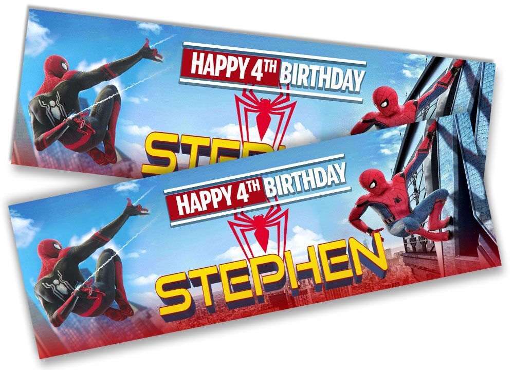 Personalised Birthday Banners Super Hero Design Children Kid Party Decoration 66