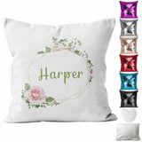 Personalised Cushion Floral Sequin Cushion Pillow Printed Birthday Gift 36
