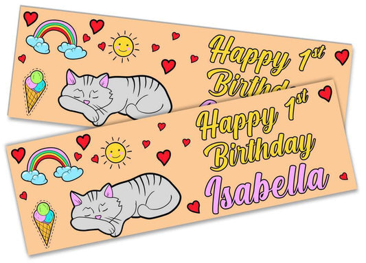 Personalised Birthday Banners Generic Design Children Kids Party Decoration 254