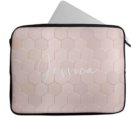 Personalised Any Name Hexagon Design Laptop Case Sleeve Tablet Bag Chromebook 1