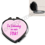 ON WEDNESDAYS WE WEAR PINK MEAN GIRLS GIRLY HANDBAG POCKET MAKEUP COMPACT MIRROR