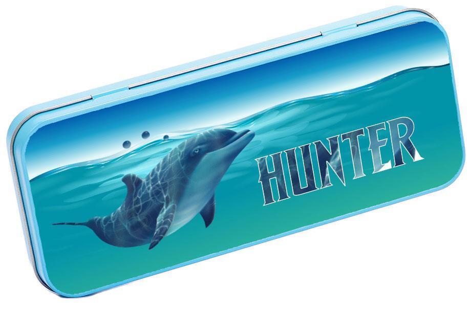 Personalised Any Name Animal Pencil Case Tin Children School Kids Stationary 5