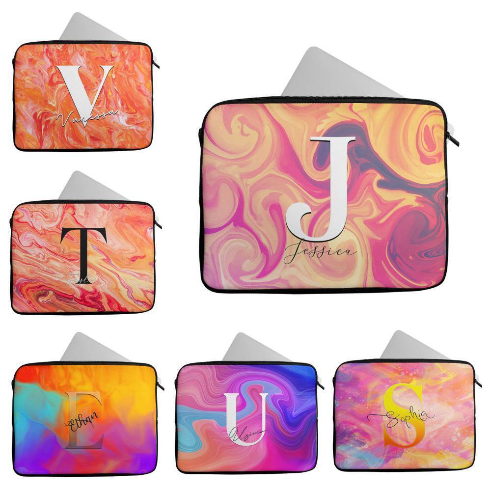 Personalised Any Name Marble Design Laptop Case Sleeve Tablet Bag 105