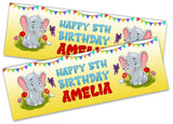 Personalised Birthday Banners Elephant Design Children Kids Party Decoration 93