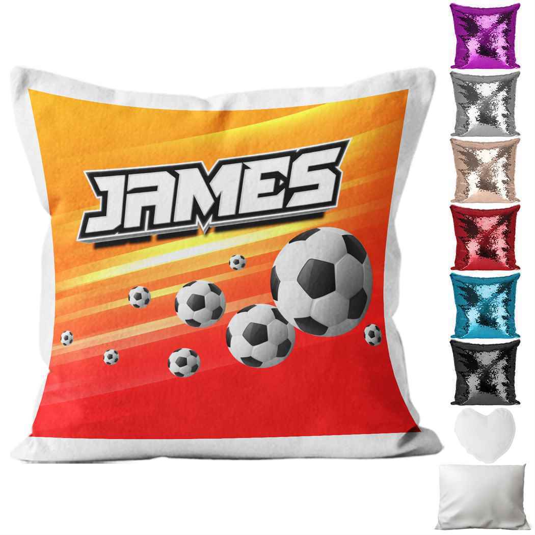 Personalised Cushion Football Sequin Cushion Pillow Printed Birthday Gift 13