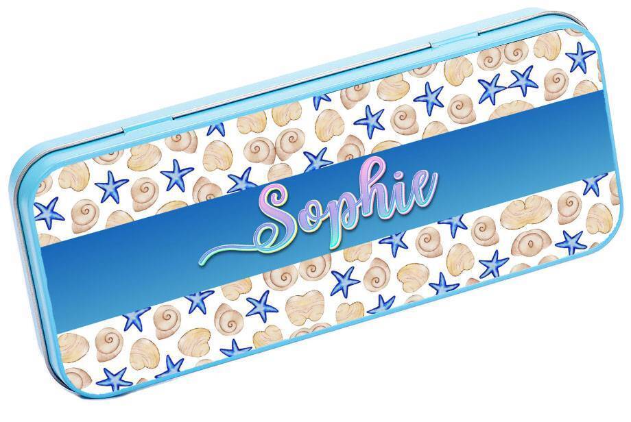 Personalised Any Name Animal Pencil Case Tin Children School Kids Stationary 19