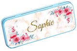 Personalised Any Name Floral Pencil Case Tin Children School Kids Stationary 25