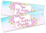 Personalised Birthday Banners Floral Design Kids adult Party Decoration 103