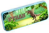 Personalised Any Name Dinosaur Pencil Case Tin Children School Kids Stationary 7