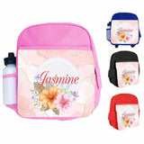 Personalised Kids Backpack Any Name Floral Design Boys Girls kid School Bag 17