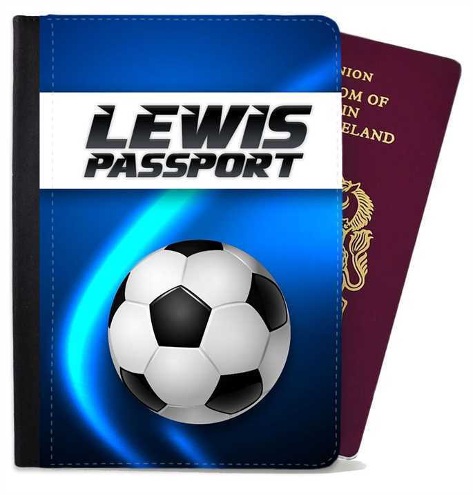 Personalised Football kids Passport Cover Holder Any Name Holiday Accessory 27