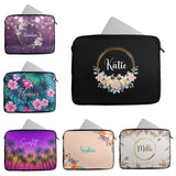 Personalised Any Name Floral Glitter Design Laptop Case Sleeve Tablet Bag 11