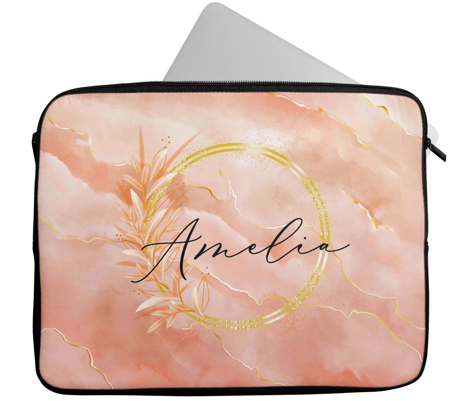 Personalised Any Name Floral Glitter Design Laptop Case Sleeve Tablet Bag 11