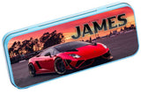 Personalised Any Name Car Pencil Case Tin Children School Kids Stationary 3