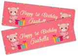 Personalised Birthday Banners Teddy Design Children Kids Party Decoration 114