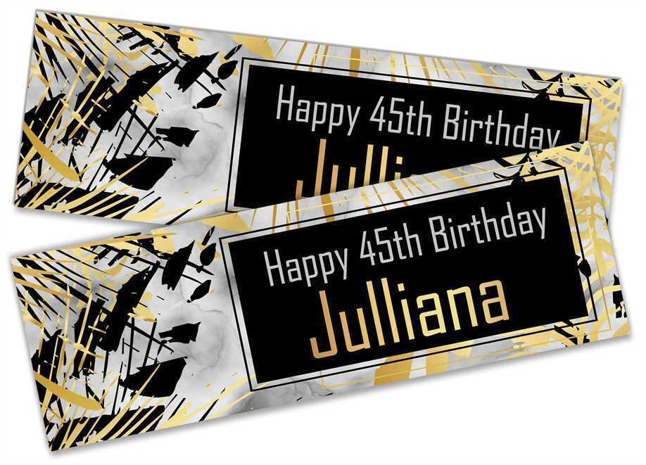 Personalised Birthday Banners Marble Design Adult Kids Party Decoration 52