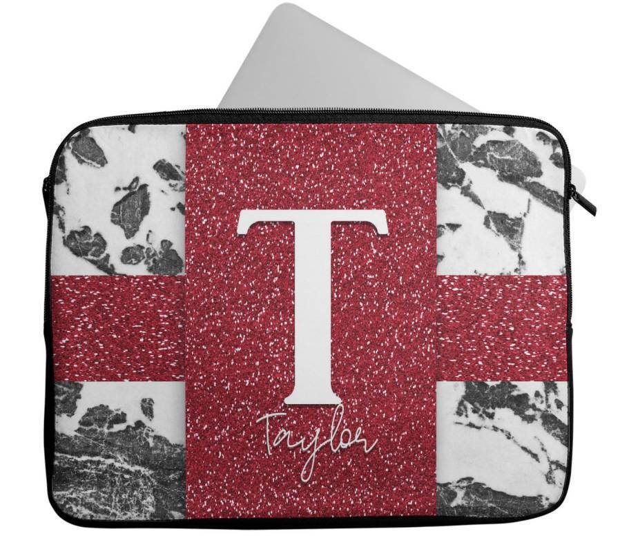 Personalised Any Name Marble Glitter Design Laptop Case Sleeve Tablet Bag 95