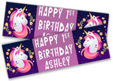 Personalised Birthday Banners Unicorn Design Children Kids Party Decoration 22