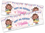 Personalised Birthday Banners Doll Design Children Kids Party Decoration 110