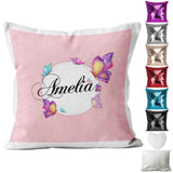 Personalised Cushion Buttterfly Sequin Cushion Pillow Printed Birthday Gift 11