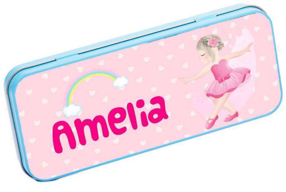 Personalised Any Name Princess Pencil Case Tin Children School Kids Stationary 1