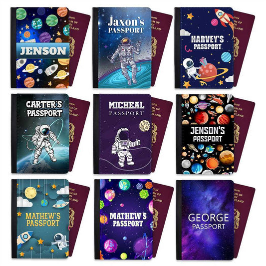 Personalised Space Children Passport Cover Holder Any Name Holiday Accessory 31