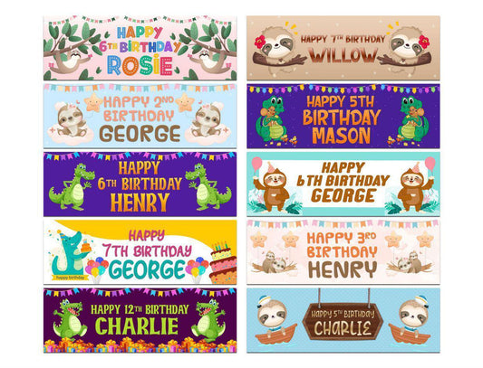 Personalised Birthday Banners Generic Design Children Kids Party Decoration 122
